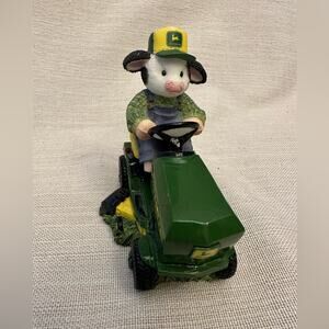 Mary's Moo Moos Deere to My heart Cow riding a tractor Figurine